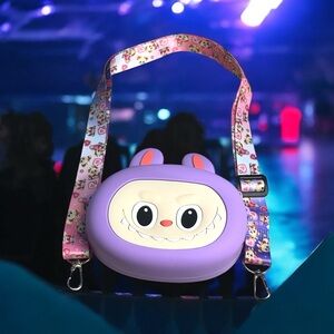 Purple Labubu Purse with Pink Strap
